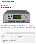 CYRUS Streamline2 - Best streaming system up to &pound;2000, Awards 2012