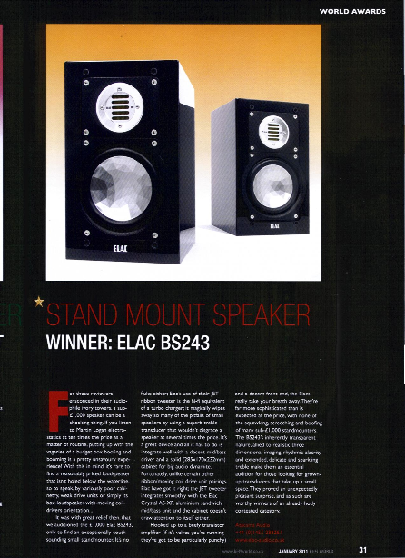 ELAC BS 243 review hifiworld award 2